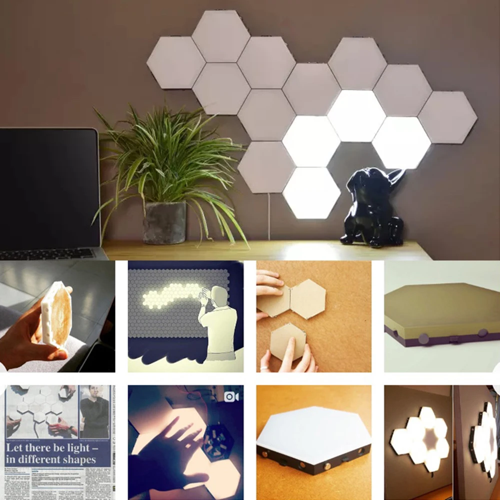 Quantum lamp LED Touch Sensing Night Light Magnetic Hexagons Creative Home Living Room Decoration Wall Lampara Free Shipping