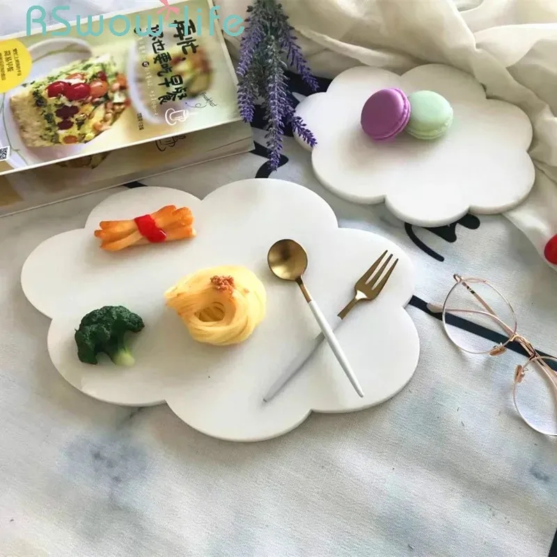 Cute Cloud Black Rock Plates Food Plate Insulation Placemat Creative Marble White Sushi Serving Dish For Kitchen Supplies | Дом и сад