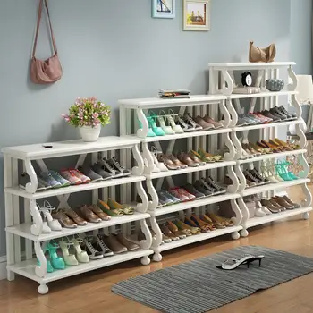 

American solid wood multi-layer retro dust-proof shoe rack European-style simple racks hall size apartment shoe display stand