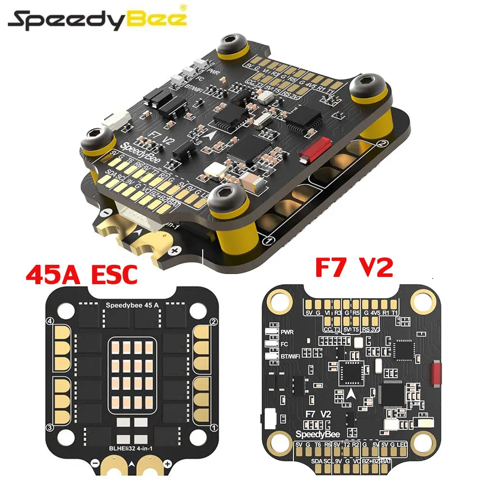 SPEEDYBEE STACK F7 V2 Flight Controller 45A ESC World's First Wireless Firmware Flasher and Blackbox Analyzer | Игрушки и хобби