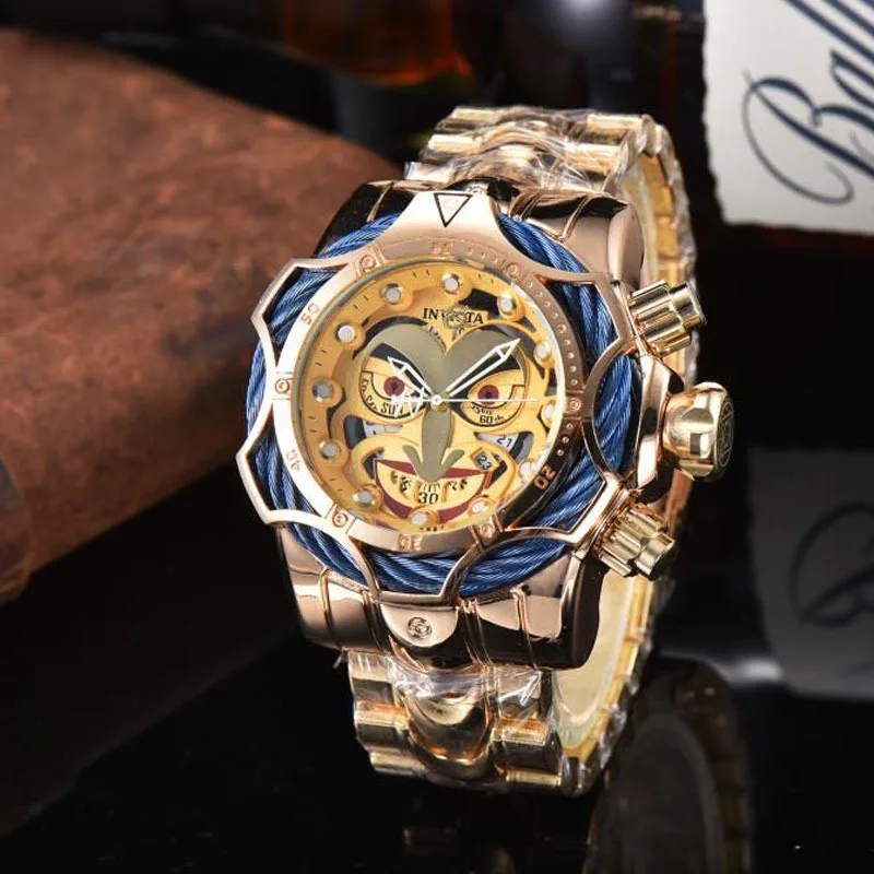 New steel rope clown steel belt men's quartz watch gold fashion casual European and American jewelry couple gifts 