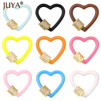 

JUYA Jewelry Making Supplies Enamel Heart Clasp CZ Lock Hook Spiral Clasps for DIY Women Necklace Bracelet Hand Made Accessories
