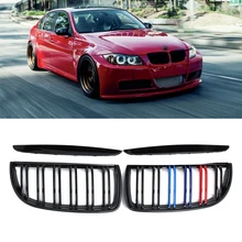 1 пара матовый блесек для губ черный M Цвет 2 линии спереди почек решетка гриль двойная планка для BMW E90 E91 3 серии 320i 325i 328i 2005-2008 1 пара матовый блесек для губ черный M Цвет 2 линии спереди почек решетка гриль двойная планка для BMW E90 E91 3 серии 320i 325i 328i 2005-2008