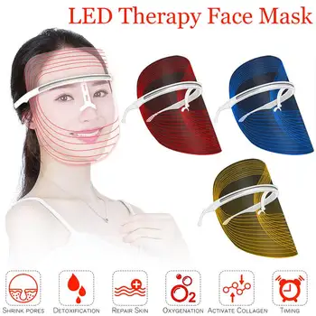 

3 Colors Led Light Photon Face Mask Wrinkles Acne Skin Rejuvenation Therapy Timing Facial Mask Led Photon Face Mask Machine