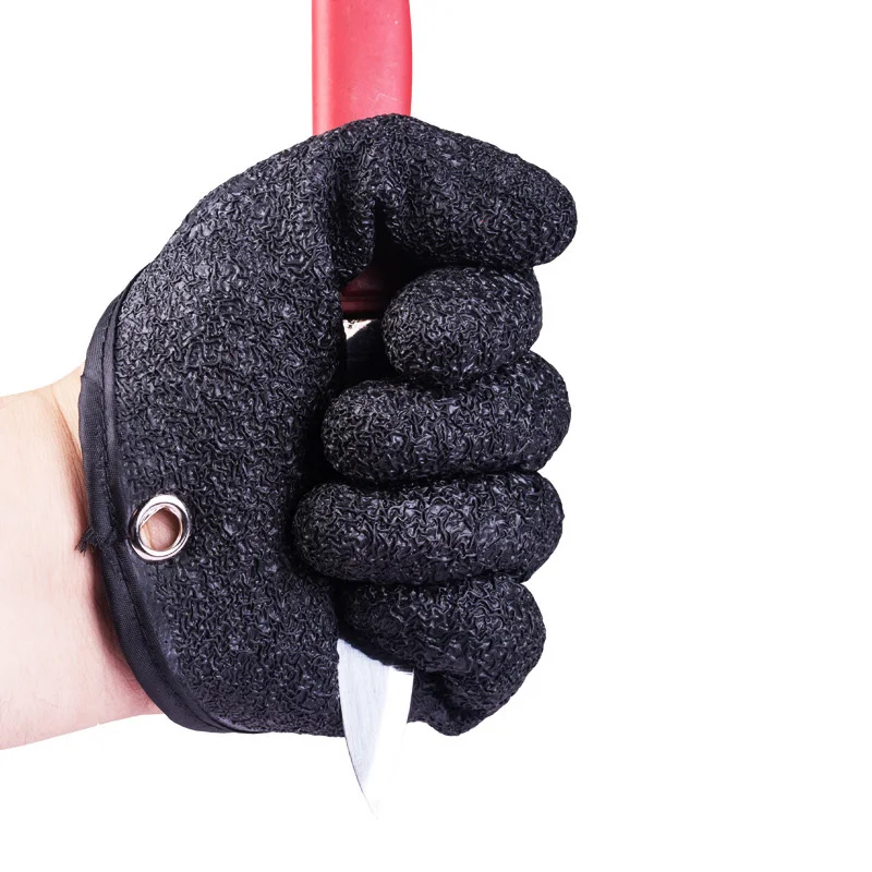 Fish Catching Gloves Anti-Slip Latex Woven Fishing Accessories Middle finger length: 8.5cm
