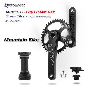 

PROWHEEL GXP MTB Mountain Bike Crank Set 7075 Aluminum Alloy 170/175mm 3mm Offset Cranksets 28/30/32/34/36/38T Bicycle ChainRing