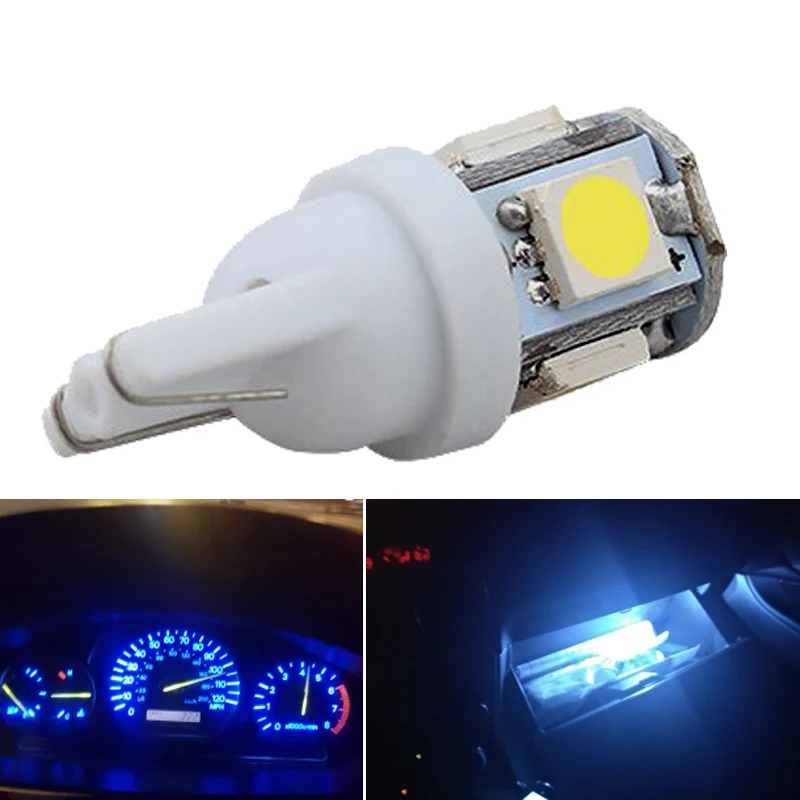 10x автомобильный T10 5W5 W5W светодиодный лампочка 12 в 7000K 5050 5 SMD 5W5 светодиодный сигнальный фонарь клиновидный боковой внутренний купол для чтения габаритных ламп для стайлинга