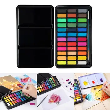 

36Colors Pigment Set with Brush Solid Watercolor Paint Portable Drawing Art Tool 094F
