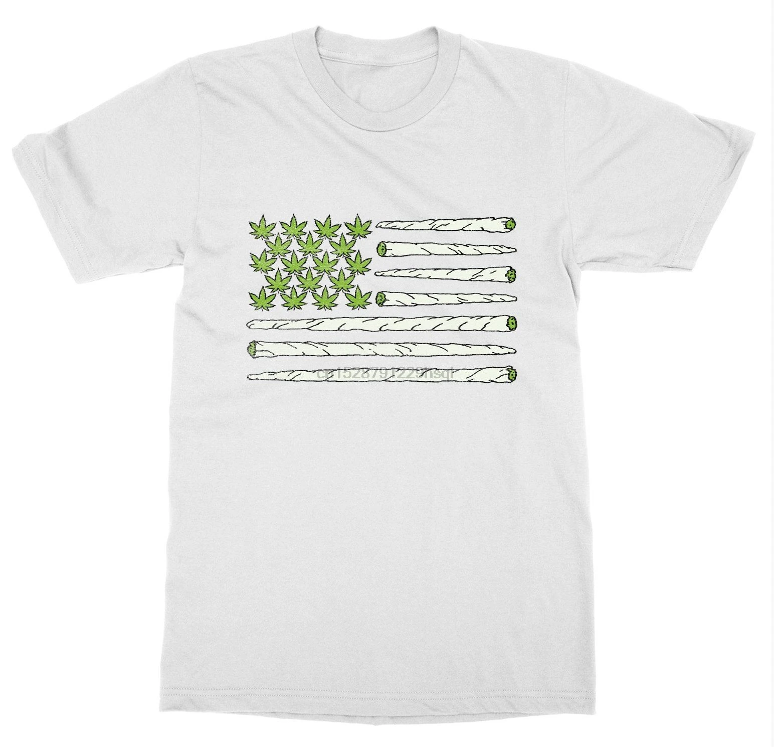 2020 Cool American Weed Flag T-Shirt Mari Juana Joint Smoke High Roll Blunt Unisex Tee | Мужская одежда