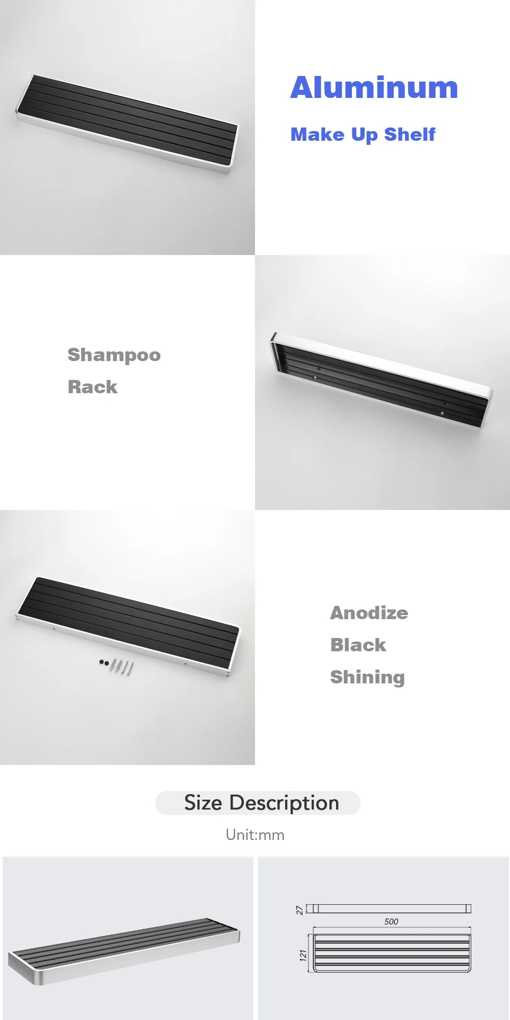 Rack, Shampoo Suporte De Armazenamento, Preto e