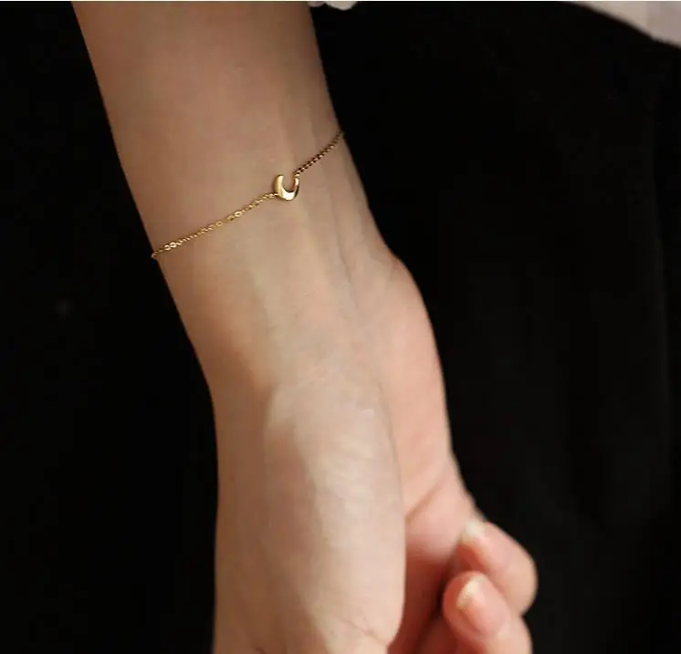 

Crescent Bay Pure 14K Gold Shiny Small Crescent Moon Versatile Fine Bracelets GIRL'S Gift