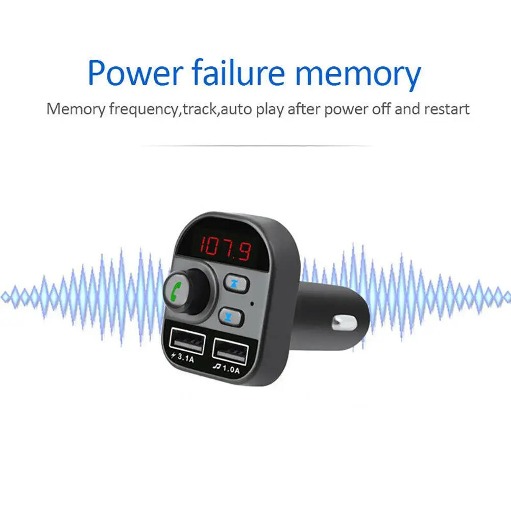 Автомобильный Bluetooth MP3-плеер, fm-передатчик, беспроводной радио адаптер, двойной USB 3.1A, автомобильное зарядное устройство, светодиодный дисплей