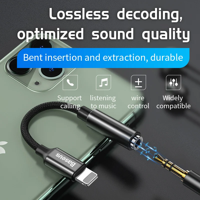 Baseus для apple Lightning до 3,5 мм адаптер для наушников для iPhone xs max xr 8 7 6 plus 11 pro aux аудио конвертер Кабель 8pin