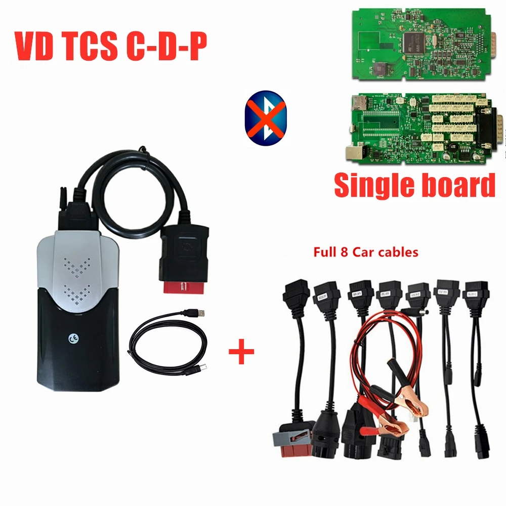 DHL+ W-O-W C-D-P Snooper с Bluetooth одиночный pcb V5.008 R2 сканер vd ds150e c-d-p для delphis obd автомобили Грузовики+ 8 шт. автомобильные кабели - Color: without bluetooth
