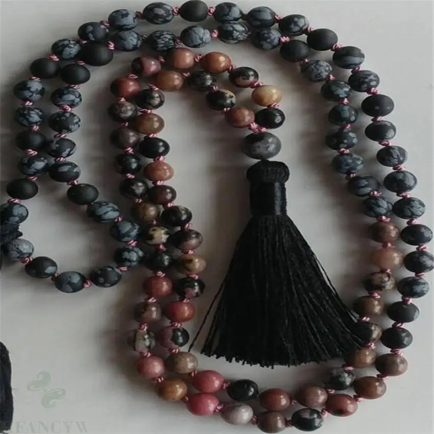 

6mm African Turquoise Alabastro Gemstone Mala Necklace 108 Beads Tassel Buddhism energy Gemstone yoga Bless Unisex Unisex cuff