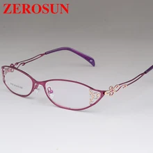 Zerosun, модные очки, оправа для женщин, Овальные, с цветами, элегантные женские очки для выпускника, линзы, розовые, красные, женские очки