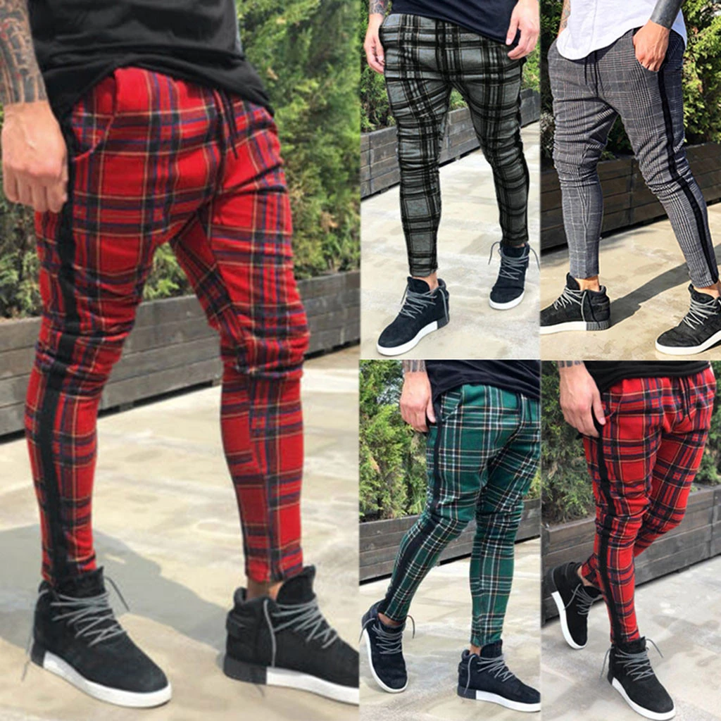 Pantalon A Carreaux En Coton Pour Homme Coupe Cintree Chino Long Decontracte Sport Jogging Survetement Nouvelle Collection 2019 Aliexpress
