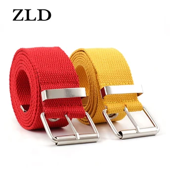 

ZLD Casual ring metal belt student denim canvas belt tide silver pin buckle personality fashion decorative belt