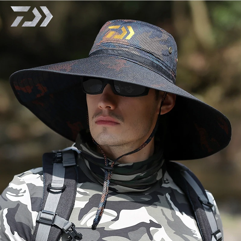 Verão à Prova Água e à Prova de Vento Boné de Pesca ao ar Daiwa Masculino Dwaterproof Livre Proteção Solar Camuflagem Escalada Chapéu Ciclismo Pesca Boné 2021 5 2020 daiwa masculino verão à prova dwaterproof