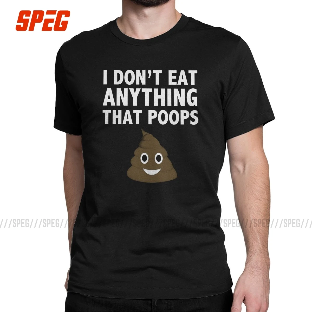 Мужская футболка с круглым вырезом и надписью I Don't Eat That Poops 100% хлопок