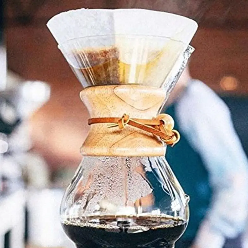 400ML 600ML 800ML Resistant Glass Coffee Kettle Stainless Steel Filter Dripper Anti-Scald Wooden Handle Brewer Pot Barista Tools coffee kettle