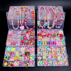 Jouet perlé pour enfant, 1000 pièces, DIY, fait à la main, perles d'espacement, artisanat, fabrication de Bracelet, collier, Kit de bijoux, cadeau pour fille 
