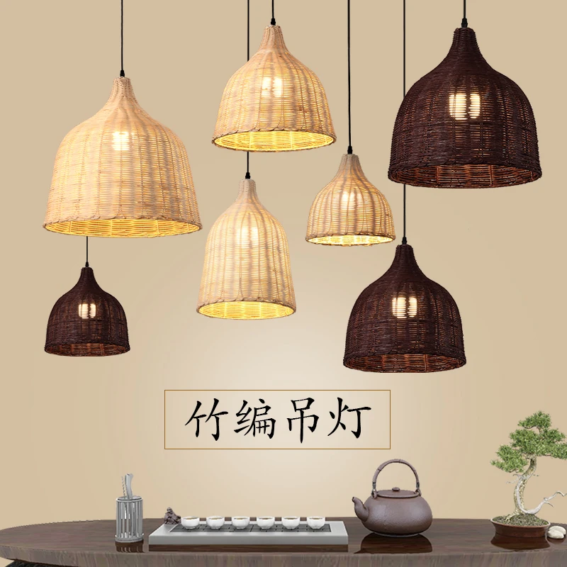 

Handmade Bamboo Rattan Weaving Pendant Lights Restaurant Cafe Dining Room Bar Hanglamp Home Decor Rural Style Loft Hanging Lamp