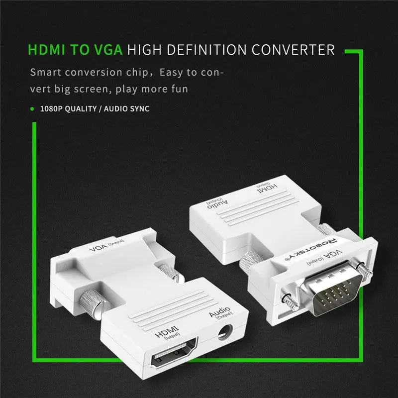 Горячий Универсальный 1080P HDMI Женский VGA штепсельный преобразователь, адаптер стерео аудио выход USB мощность для ПК