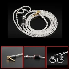 Areyourshop 8 Core 3.5 2.5mm Silver Plated Upgraded Cable Bending 90 degree Plug MMCX 2Pin 0.78mm