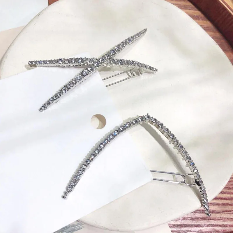 

1PC Fashion Geometric Triangle X Shape Shiny Crystal Rhinestones Hairpins Women Hair Clips Barrettes Hair Styling Accessories