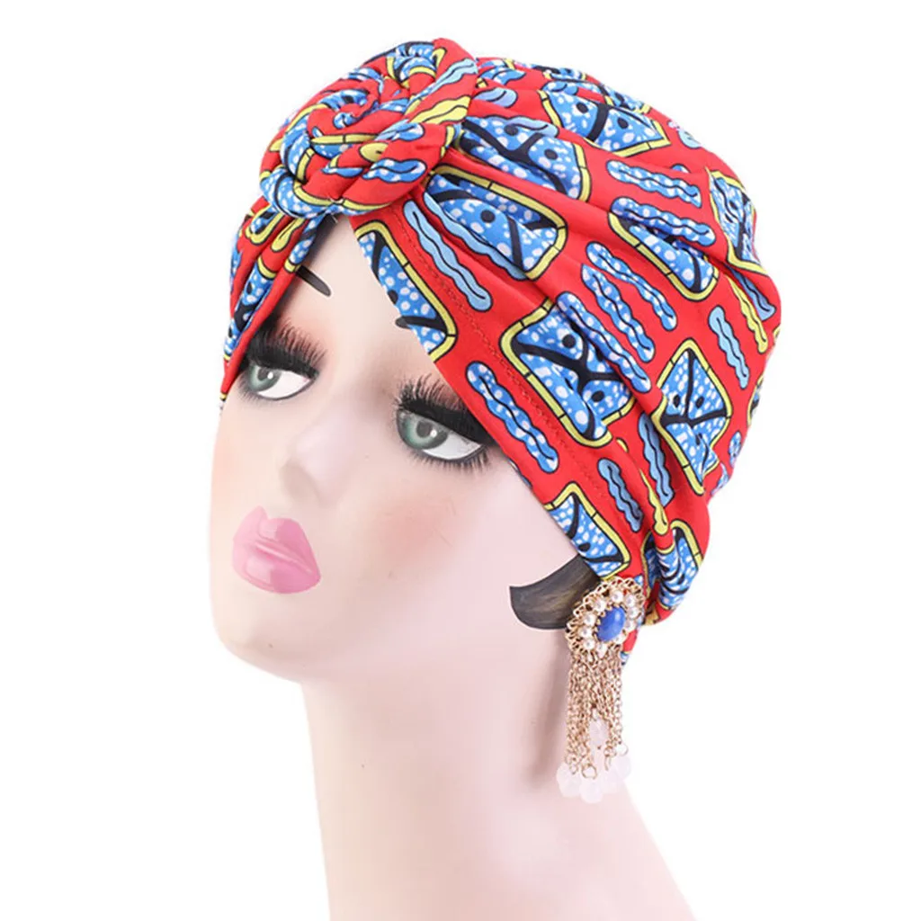 Женские тюрбан шапочки под хиджаб для мусульманок Узорчатая повязка на голову шапочка предварительно завязанная капот мусульманская химия хиджаб шапка тюрбан для волос шляпа
