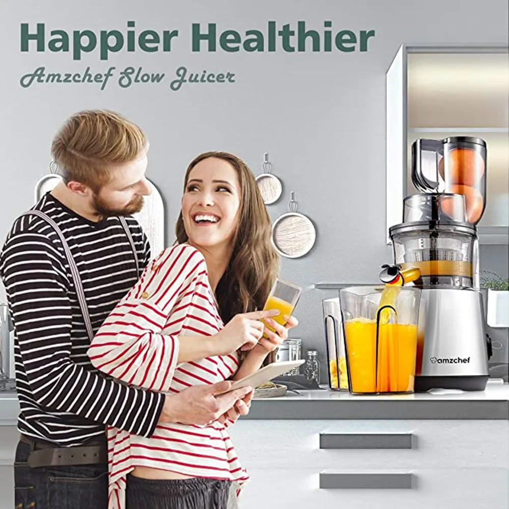 AMZCHEF Automatic Orange Juicer Slow Juicer Electric Smoothie Blender Juicer Machine Soybean Milk Soybean Grinding Machine Mixer