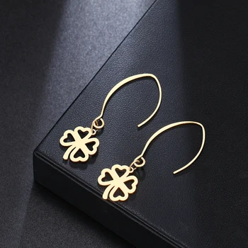 

DOTIFI For Women Earrings lucky Hollow Clover Flower Stainless Steel Gold and Silver Fashion Engagement Jewelry Gifts