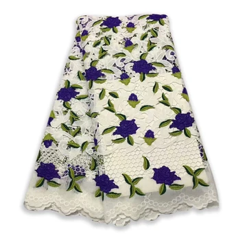 

5Yard Soft Hand Embroidery Elegant African French Lace Fabric for Women Wedding Nigeria Ghana Celebration Dress Clothing A01