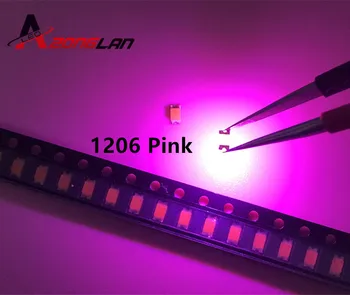 

500pcs SMD SMT 1206 Pink Super bright LED lamp light High quality New 1206 SMD LED 3216 PINK 1206 DIODES 3.2*1.6*0.8MM