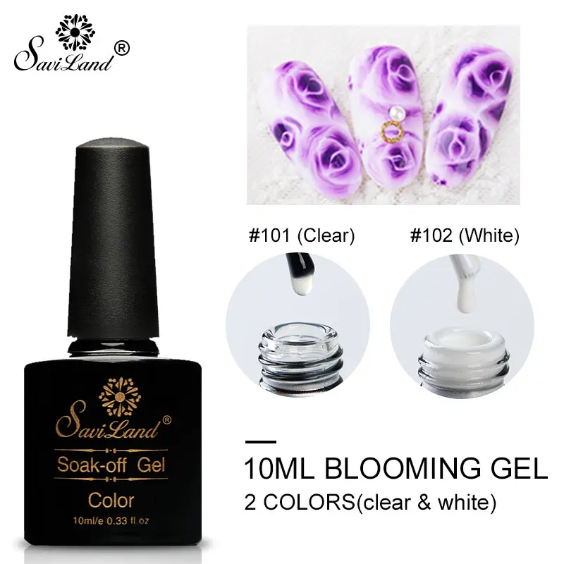 

Saviland 10ML White Clear Blooming Gel Effect Blossom Gel Varnish Soak Off Professional Manicure Long-Lasting Top Base Coat