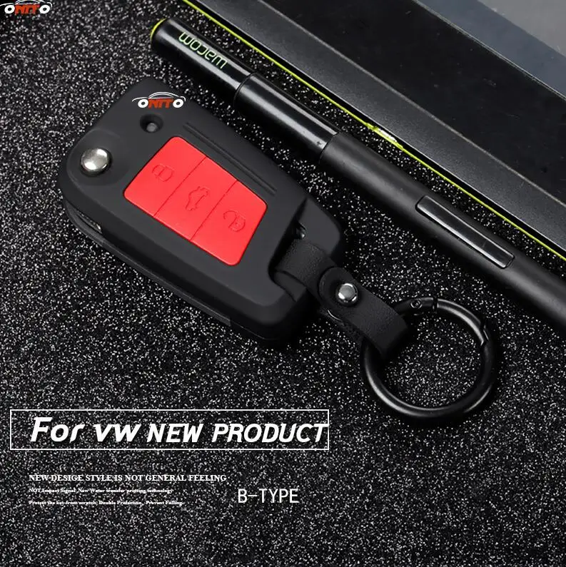 B Type Black red Хорошее качество Автомобильный ключ чехол 3 кнопочный ключ автомобиля чехлы брелок аксессуар для VW Polo Golf 7 MK7 автомобильный аксессуар ключ сумка - Название цвета: B Type Black red