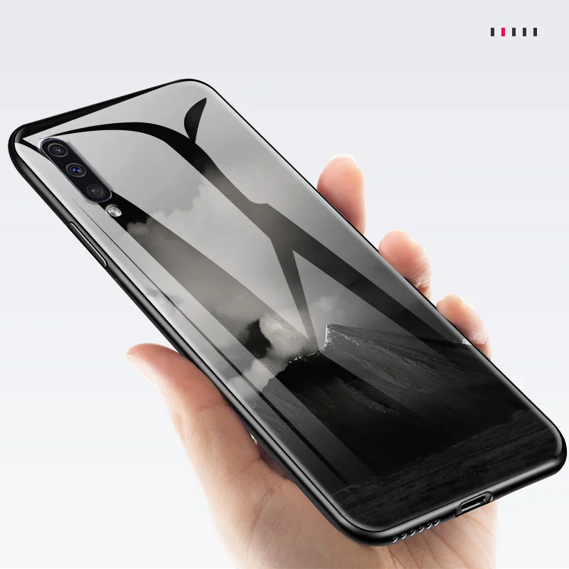 Для samsung Galaxy A10 A20 A30 A40 A50 A70 A80 A90 A6S A8S закаленное Стекло чехол J4 плюс M10 M20 M30 S8 S9 узор темной оболочки