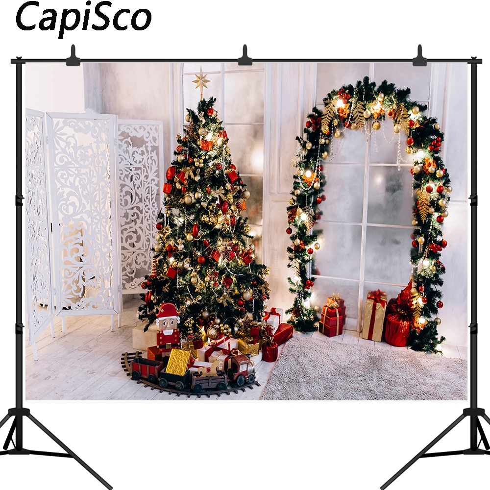 Capisco Christmas Tree Decor Gift Arch Door Pine Wreath screen Baby Photo Backgrounds Photography Backdrops For Studio | Электроника