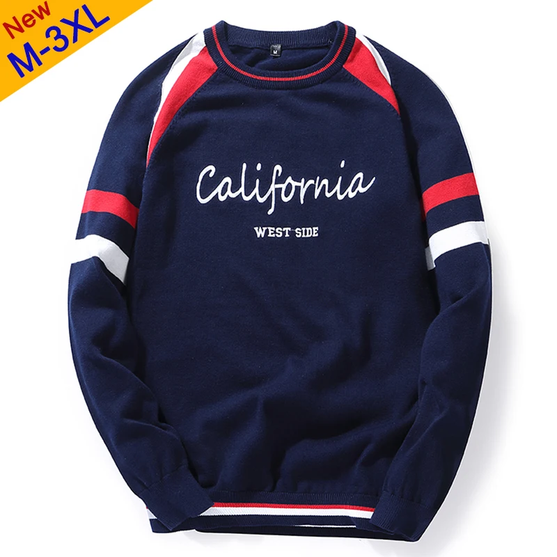 2019 осенний Контрастный ЦВЕТНОЙ свитер мужской с круглым вырезом Хлопковый