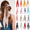 17KM Fashion Floral Print Scrunchies Solid Long Hair Ribbon For Women Ponytail Scarf Sweet Elastic Hair Band Hair Accessories ► Photo 1/6