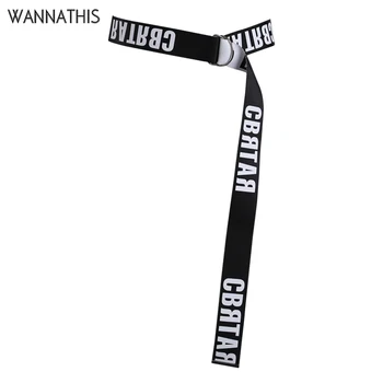 

WannaThis Female Belt Canvas Printing English D Fashion Neutral Nylon Ring Double Buckle Black Women's Belt