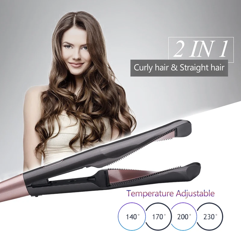 

Electric Curling Iron 2 In 1 Spiral Straightening Hair Curler Hair Straightener Flat Irons Ceramic Styling Tool Hair Roller