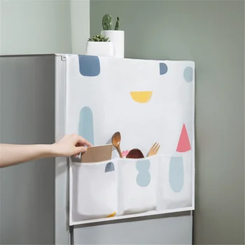 

Home Cloth Dustproof Cover Refrigerator Dust Cover Household Multi-purpose Waterproof Cover Top with Pocket Refrigerator