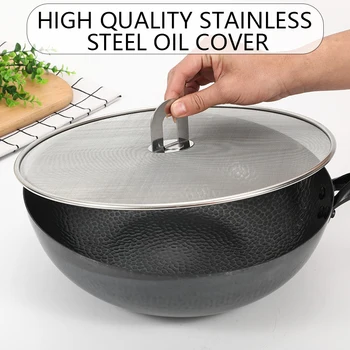 

Stainless Steel Splash Screen Lid Lid Silver Frying Pan Lid Oil Cover Cooking Tool Pizza Tray Kitchen Gargets Accessories