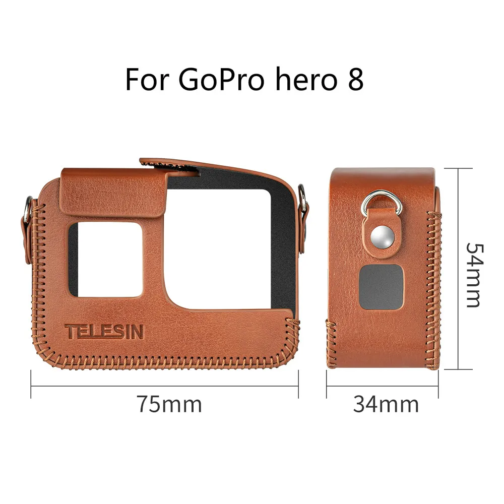Кожаный защитный чехол сумка для GoPro Hero 8 черный чехол для экшн-камеры аксессуары с ремешком для шеи ремень/плечевой ремень