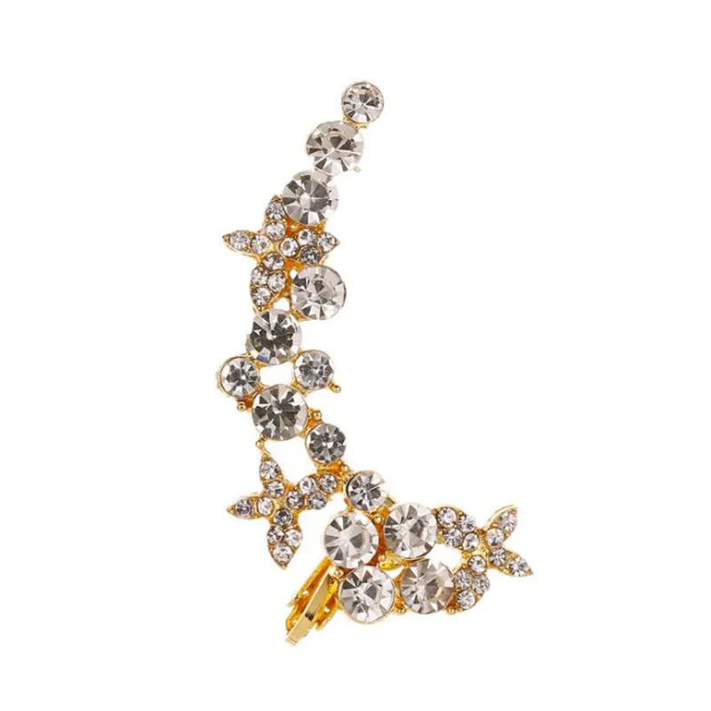 010 gold DIEZI цельные корейские Роскошные серьги-каффы для женщин и девушек, модные серьги-клипсы с кристаллами серьги-Каффы - Окраска металла: 010 gold