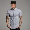 Summer Fashion Slim Fit Button Short Sleeve Shirts Men Casual Sportswear Dress Shirt Male Hipster Shirts Tops Fitness Clothing 5