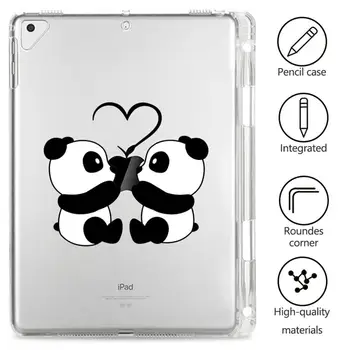 

Cute Panda For iPad 10.2 Case Tablet With Pen Slot Clear Soft Covers Case iPad 5th 6th 7th Generation Cases Mini 5 Funda Air 1 2