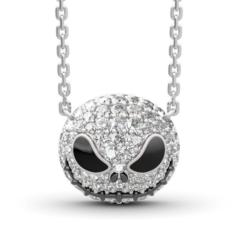 

Sugar Skull Pendant Necklace for Men Women with Cubic Zirconia metal Chain necklace